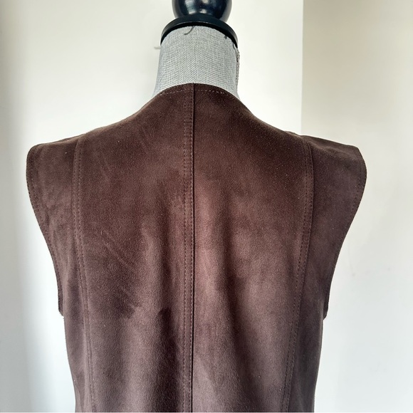 Melanie Lyne Brown Faux Suede Longline Vest Size 2 (Fits Larger) - Picture 6 of 11